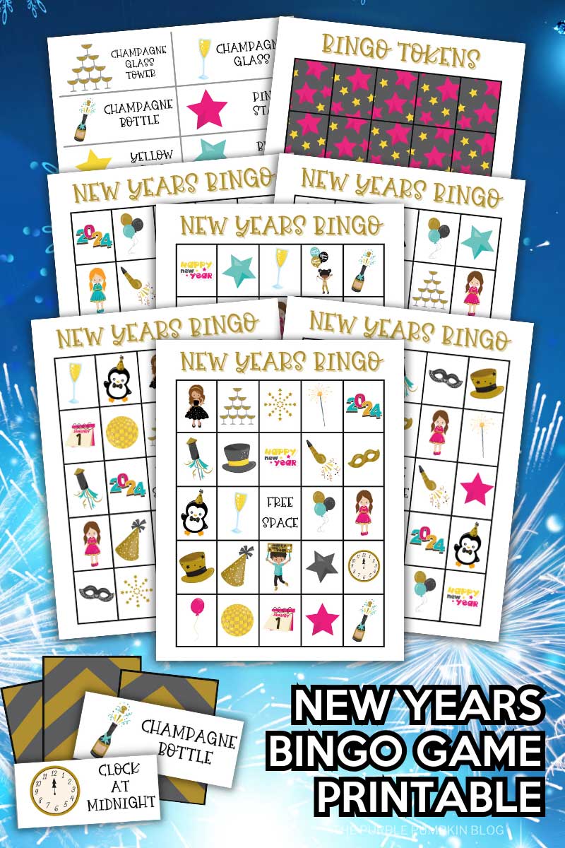 Digital Images of New Years Bingo Game Printable