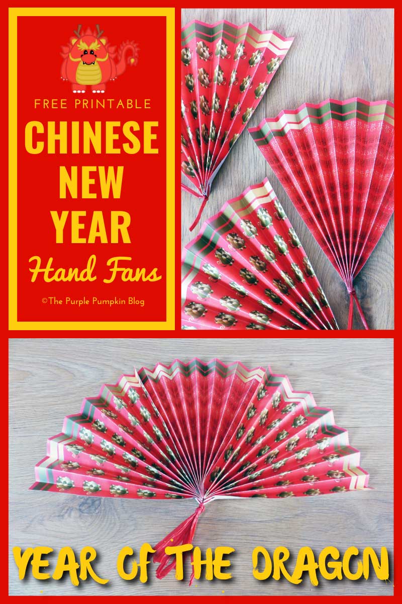 Free Printable Chinese New Year Hand Fans - Year of the Dragon