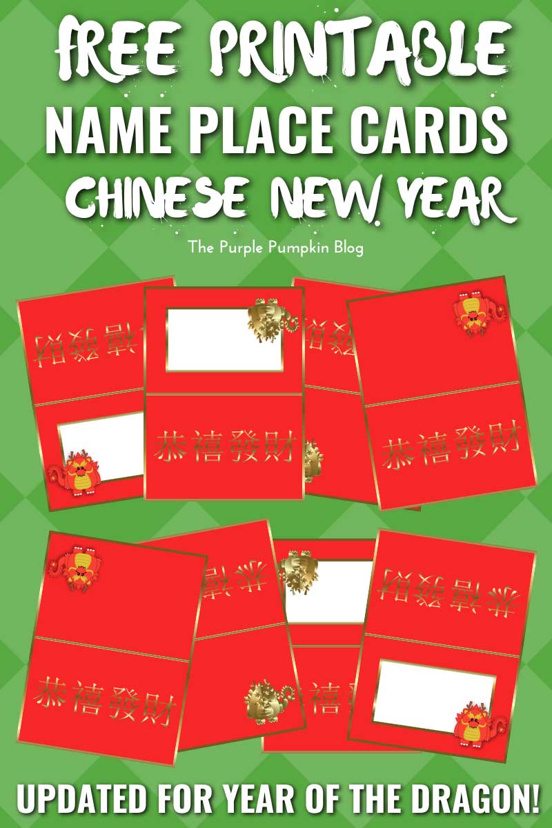 Digital representation of Free Printable Name Place Cards Chinese New Year of the Dragon