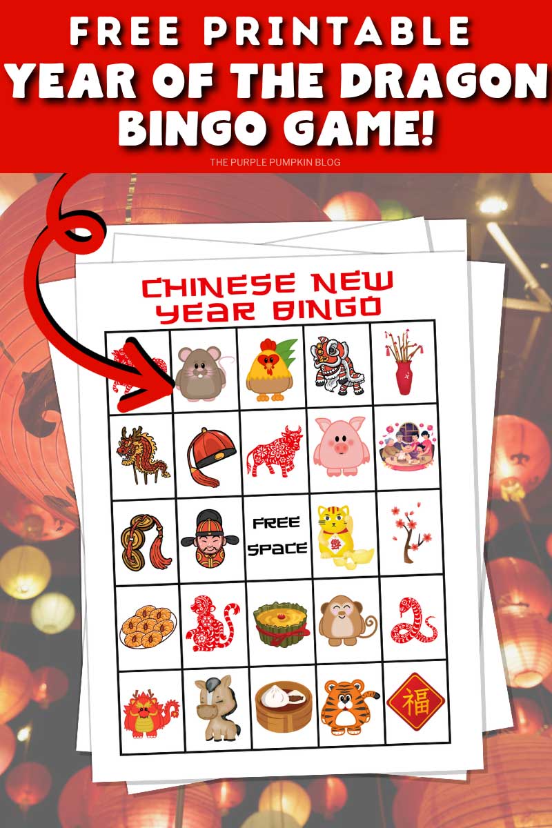 Digital Representation of Free Printable Year of the Dragon Bingo Game