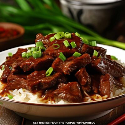A bowl of Authentic Chinese Beef with Oyster Sauce garnished with green onions