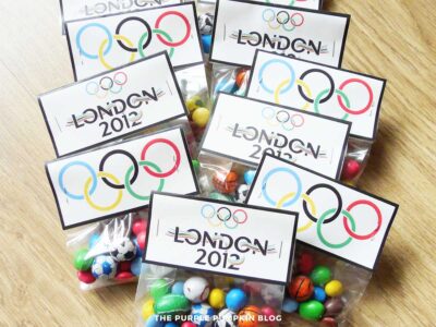 Completed favor bag for the Olympics (London 2012 version).