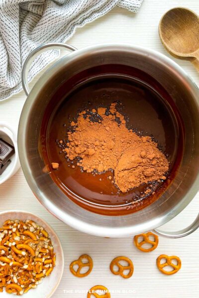 Cocoa Powder Added to Pan