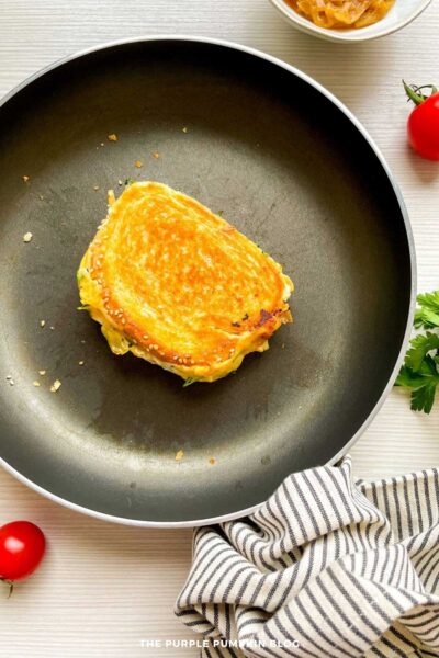 Flipped Grilled Cheese in Pan