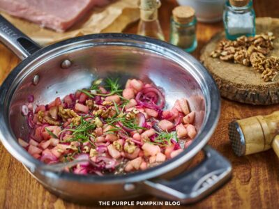 Fresh Herbs Added to Stuffing Mixture in Pan