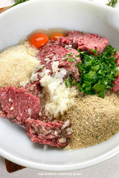 Meatball Ingredients in Bowl