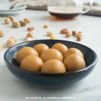 A bowl of peanut butter bites.