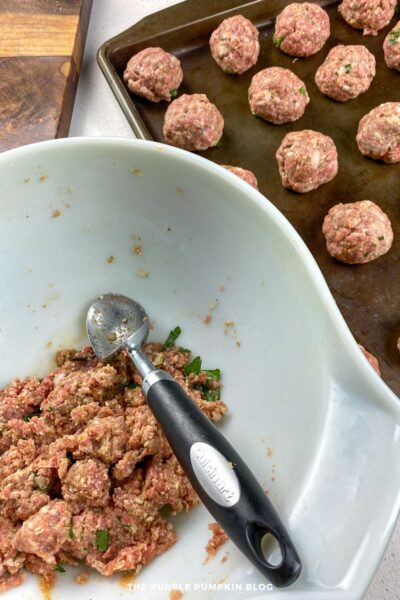 Scooping Meatball Mixture