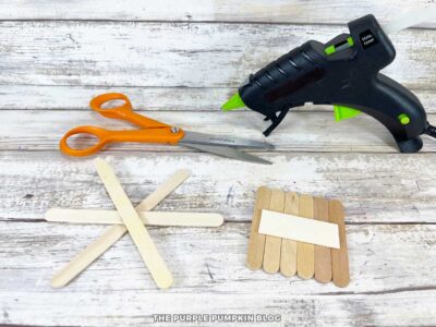 Arranging Craft Sticks for Craft Stick Spider and Web
