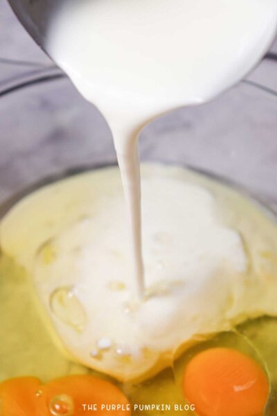 Combining Red Velvet Cake Wet Ingredients