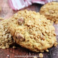 Peanut Butter Crunch Cookies covered with peanut butter chips, salted peanuts and a sprinkle of sea salt.