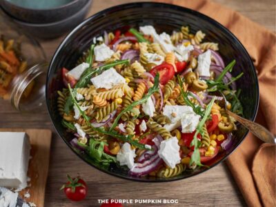Completed Antipasto Pasta Salad in Salad Bowl
