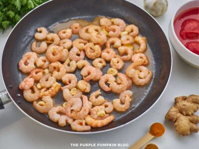 Shrimp Cooking in Pan