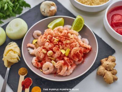 Shrimp Marinating in Bowl