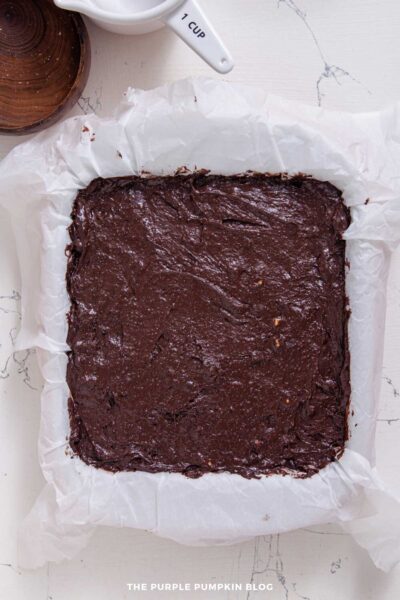 Brownie Mixture in Prepared Baking Pan