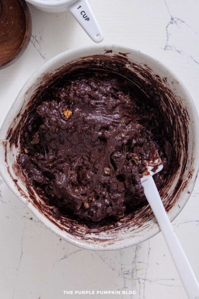 Chocolate Chips and Walnuts added to Brownie Mixture