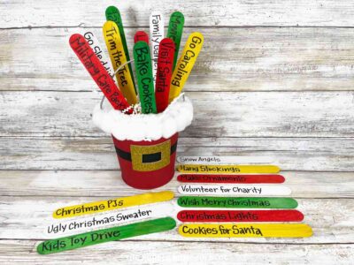 Completed Christmas Bucket for Bucket List Sticks