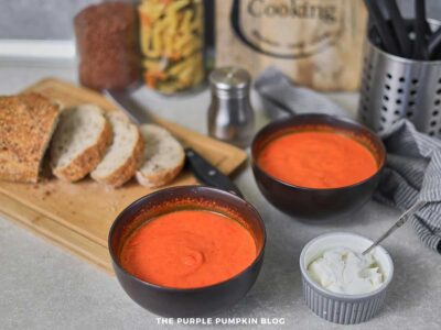 Bowls of Red Pepper and Mascarpone Soup