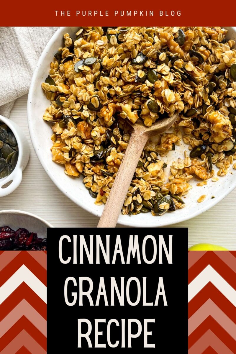 Text overlay says: Cinnamon Granola Recipe