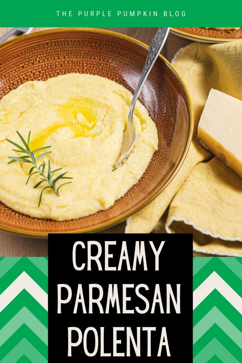 Text overlay says: Creamy Parmesan Polenta