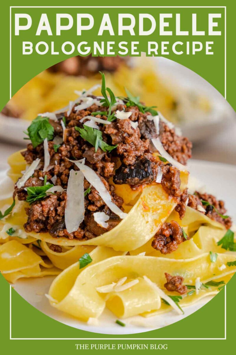 Delicious pappardelle pasta with rich Bolognese sauce and fresh herbs.
