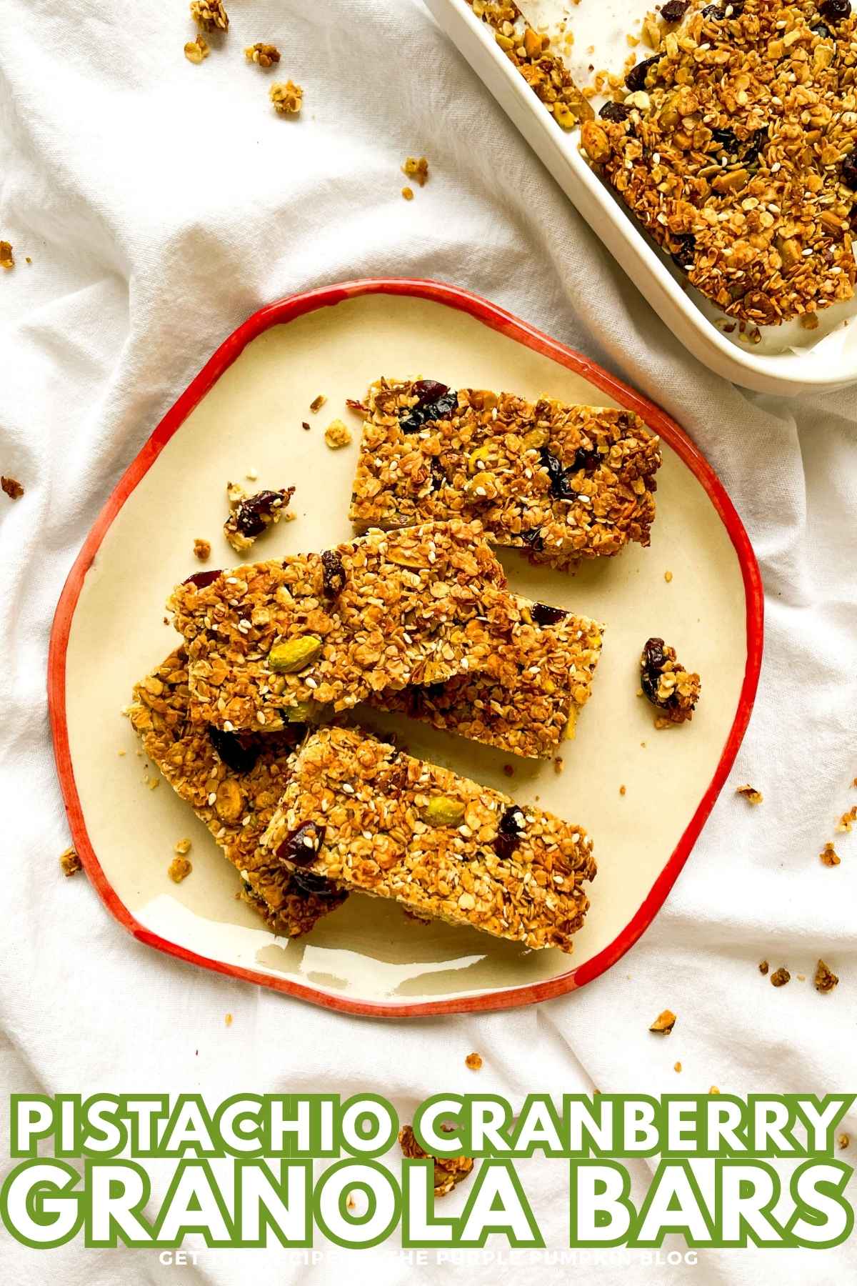 Pistachio Cranberry Granola Bars Recipe Card