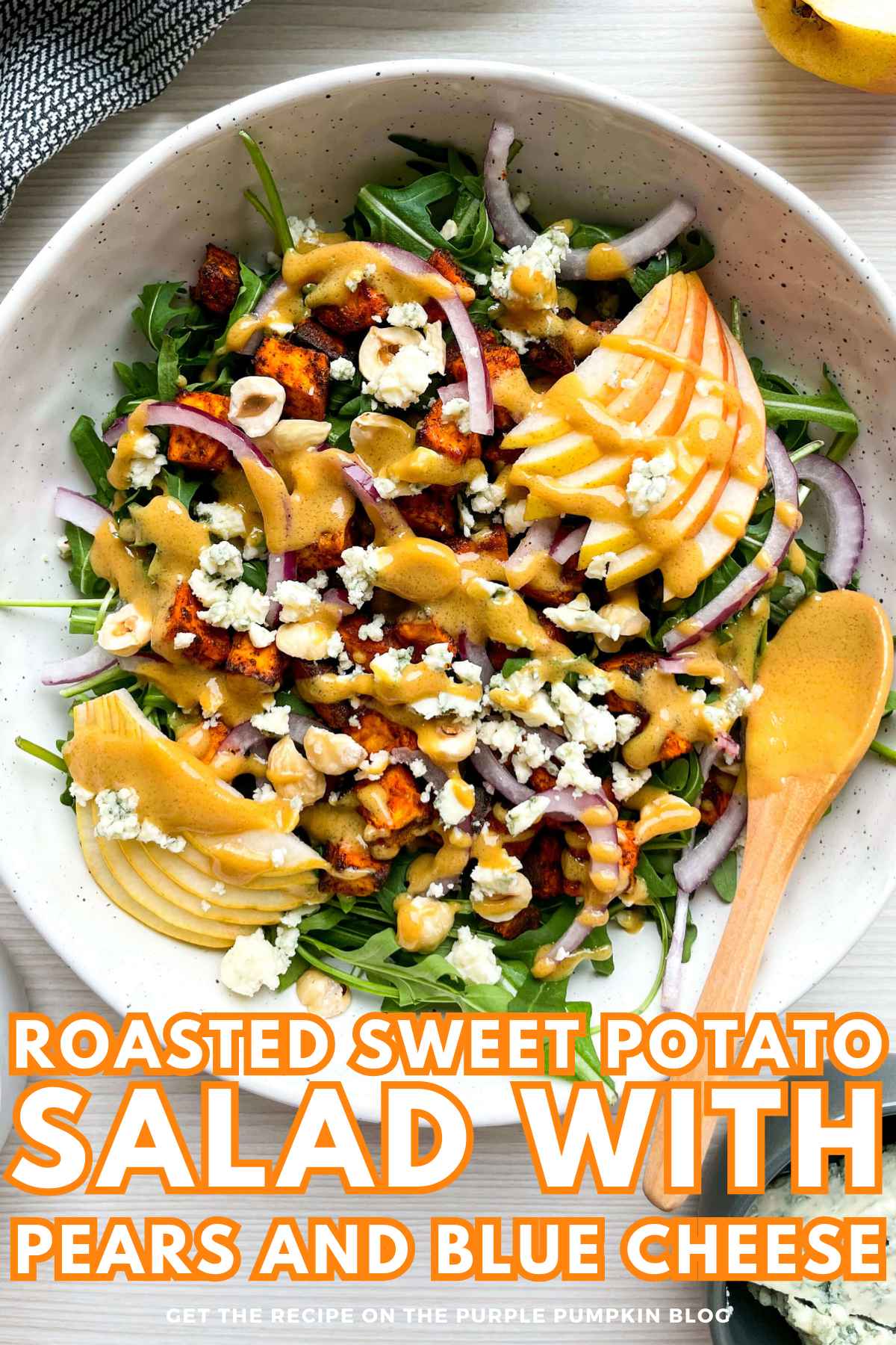 Roasted Sweet Potato Salad with Pears and Blue Cheese